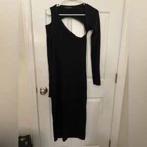 Marcellamoda cutout Black Long Sleeve Dress